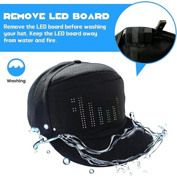 Women\'s Black Led Display Up Baseball Cap With Bluetooth Personalized Messages